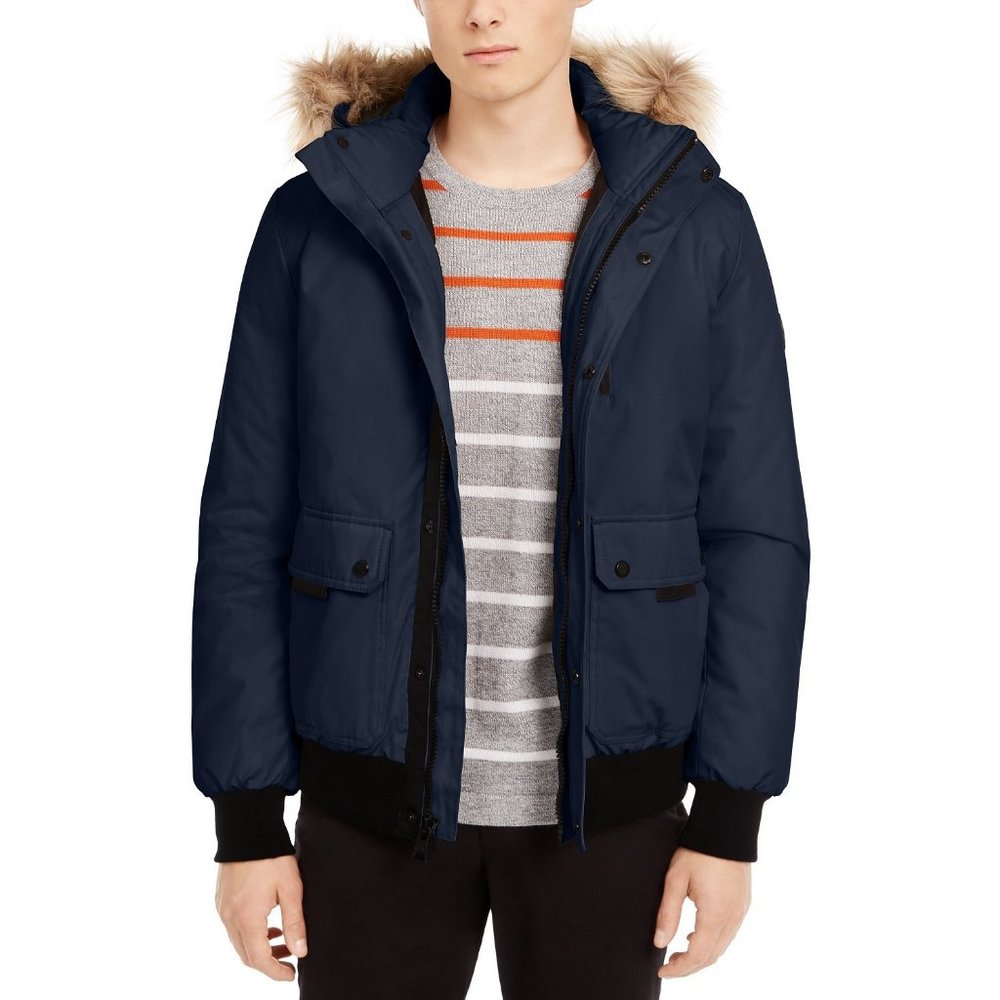 New Mens Small Calvin Klein Bomber Parka Blue $325